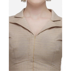 Generic Women's Cotton Striped Readymade Blouse (Beige, Size: Free Size)