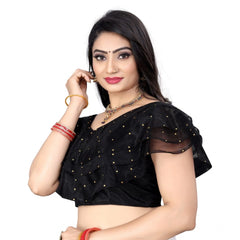 Generic Women's Nylon Diamond Work Readymade Blouse (Black, Size: Free Size)