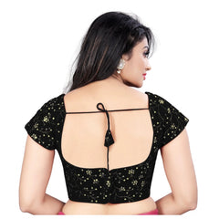 Generic Women's Velvet Sequins Readymade Blouse (Black, Size: Free Size)