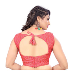 Generic Women's Satin Embroidery Readymade Blouse (Pink, Size: Free Size)