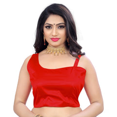 Generic Women's Satin Satin Readymade Blouse (Red, Size: Free Size)