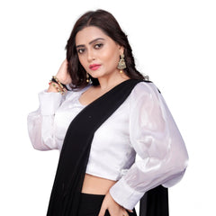 Generic Women's Organza Plain Readymade Blouse (White, Size: Free Size)
