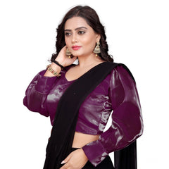 Generic Women's Organza Plain Readymade Blouse (Magenta, Size: Free Size)
