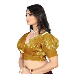 Generic Women's Organza Plain Readymade Blouse (Metalic Gold, Size: Free Size)