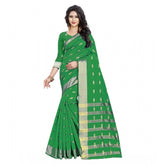 Generic Women's Silk Blend Woven Saree With Unstitched Blouse 5.5Mtr (Green)