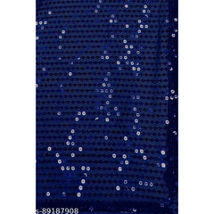 Generic Women's Georgette Embellished Sequnece Bollywood Saree With Unstitched Blouse 5.5Mtr (Blue)