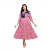 Generic Women's Rayon Print With Embroidery Work A-Line Kurti (Wine)