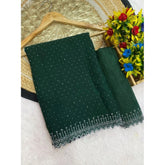 Generic Women's Georgette Stone Work Saree With Unstitched Blouse 5.5Mtr (Green)