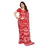 Generic Women's Georgette Printed Saree With Unstitched Blouse 5.5Mtr (Red)