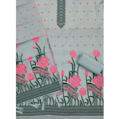 Generic Women's Banarasi Silk Printed Unstitched Salwar Suit Material With Dupatta (Grey, 3Mtrs)