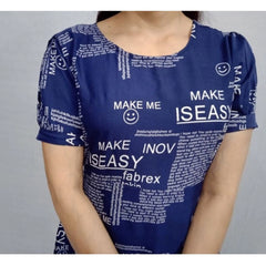 Generic Women's Casual Crepe Half Sleeves Dress (Blue)