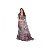 Generic Women's Cotton Silk Printed Saree With Unstitched Blouse 5.5Mtr (Wine )