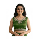 Generic Women's Zimmi Choo Embroidered V-Neck Padded Blouse (Light-Green 38 Ready (Self Alterable 36–40)