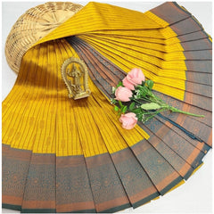 Generic Women's Soft Silk Printed Saree With Unstitched Blouse 5.5Mtr (Golden Yellow)