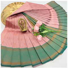 Generic Women's Soft Silk Printed Saree With Unstitched Blouse 5.5Mtr (Light Pink
)