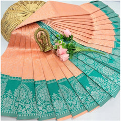 Generic Women's Soft Silk Printed Saree With Unstitched Blouse 5.5Mtr (Orange)