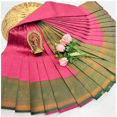 Generic Women's Soft Silk Printed Saree With Unstitched Blouse 5.5Mtr (Pink)