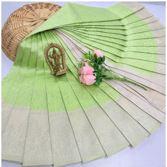Generic Women's Soft Silk Printed Saree With Unstitched Blouse 5.5Mtr (Pista Green)