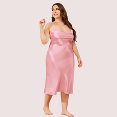 Plus Size Solid Satin Slip Dress (4XLā5XL)