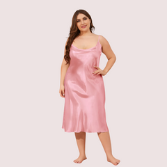 Plus Size Solid Satin Slip Dress (4XLā5XL)