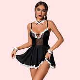 Crimson Whisper Lace Maid Costume & G-String