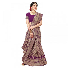 Generic Women's Jacquard Silk Kanjivaram Jacquard Silk Saree With Blouse (Jamli, 5-6 Mtrs)