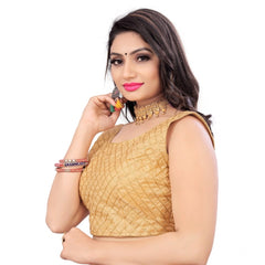 Generic Women's Satin Embroidery Readymade Blouse (Beige, Size: Free Size)