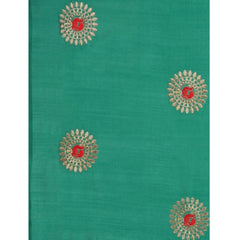 Generic Women's Silk Blend Embroidered Saree With Unstitched Blouse 5.5Mtr (Green)
