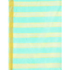 Generic Women's Cotton Silk Striped Saree With Unstitched Blouse 5.5Mtr (Blue)