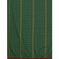 Generic Women's Silk Blend Checkered Saree With Unstitched Blouse 5.5Mtr (Green)