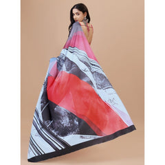 Generic Women's Crepe Digital Print Saree With Unstitched Blouse 5.5Mtr (Light Blue)