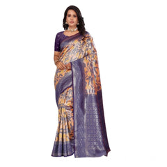 Generic Women's Silk Embroidred Saree With Unstitched Blouse 5.5Mtr (Dark Green)
