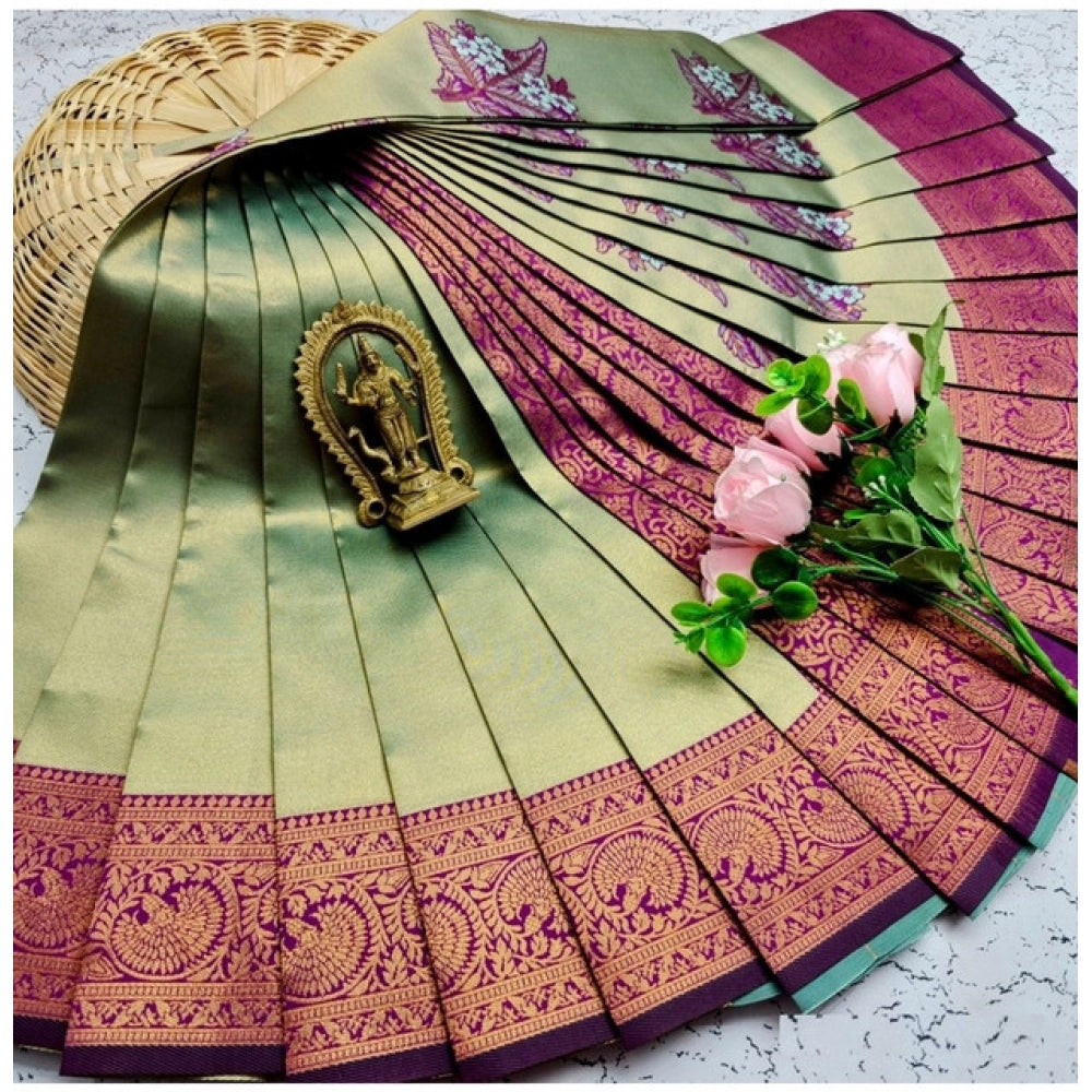Generic Women's Soft Silk Printed Saree With Unstitched Blouse 5.5Mtr (
Pista Green)