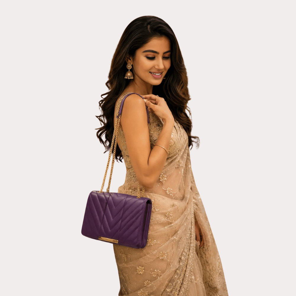 Royal Orchid Quilted Chain Sling Bag Main image