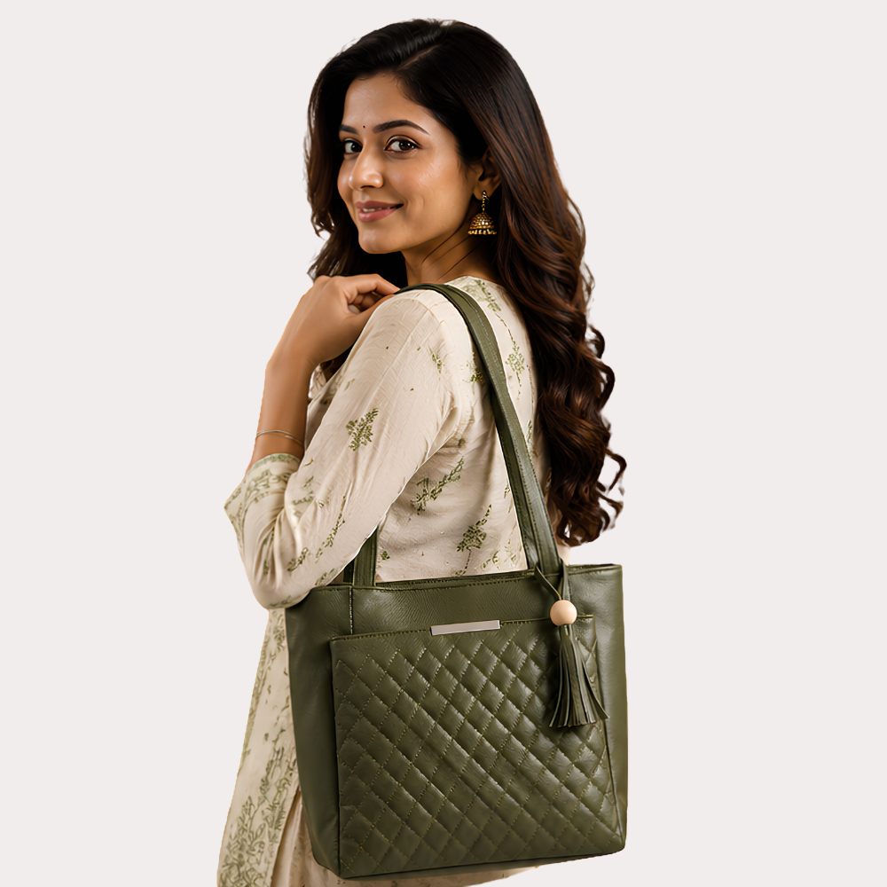 Olive Grace Quilted Tote Bag Secondary image