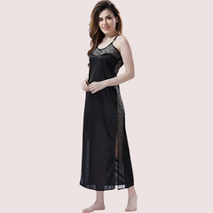 Elegant Lace Seductive Black Nightgown