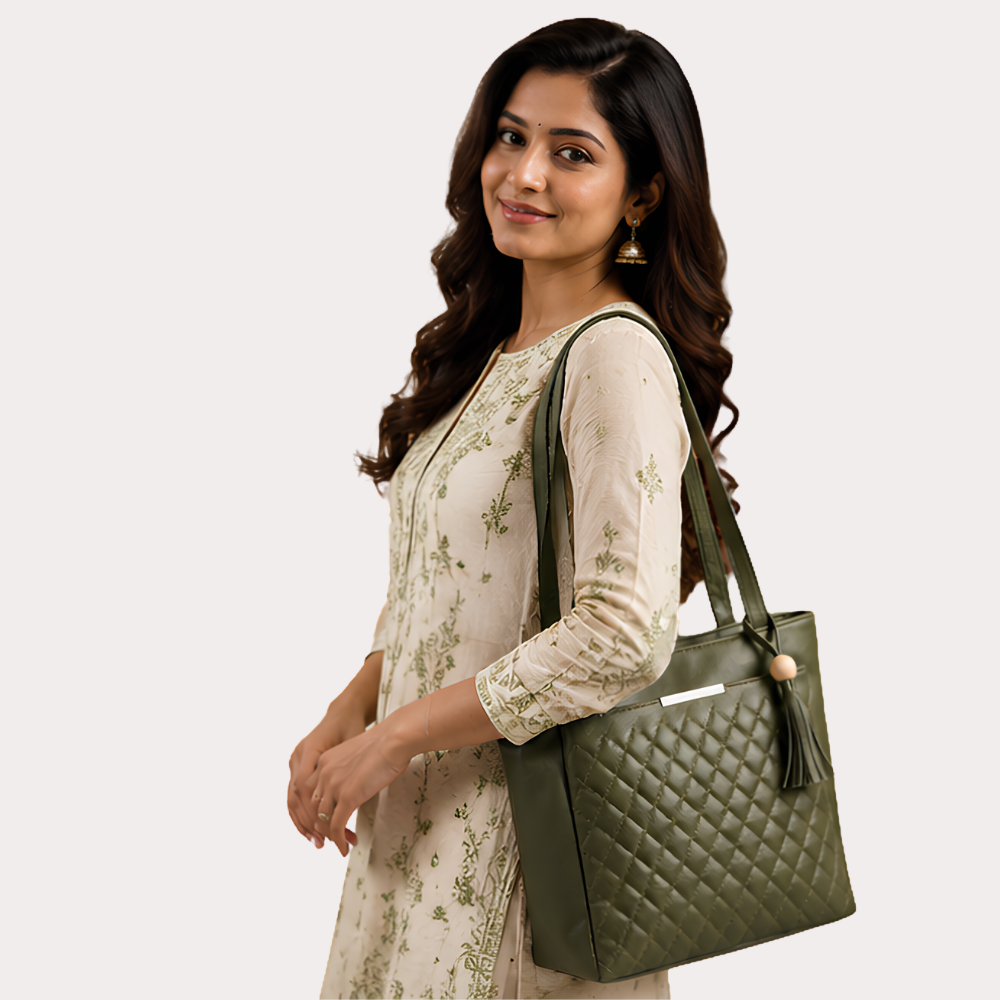 Olive Grace Quilted Tote Bag Main image